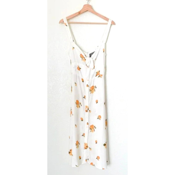 Reformation 6 Frankfort Button Front Floral Dress Tie Front Silky Yellow White - Picture 10 of 11